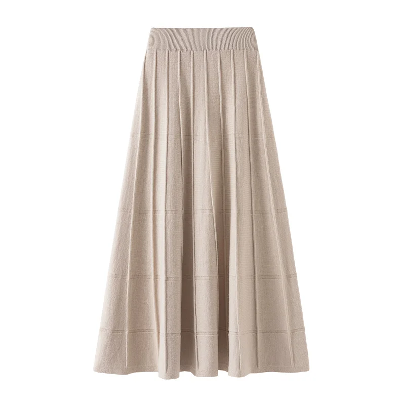 Винтажная юбка для женщин вязаная высокое с а-линией талии и мягкие повседневные