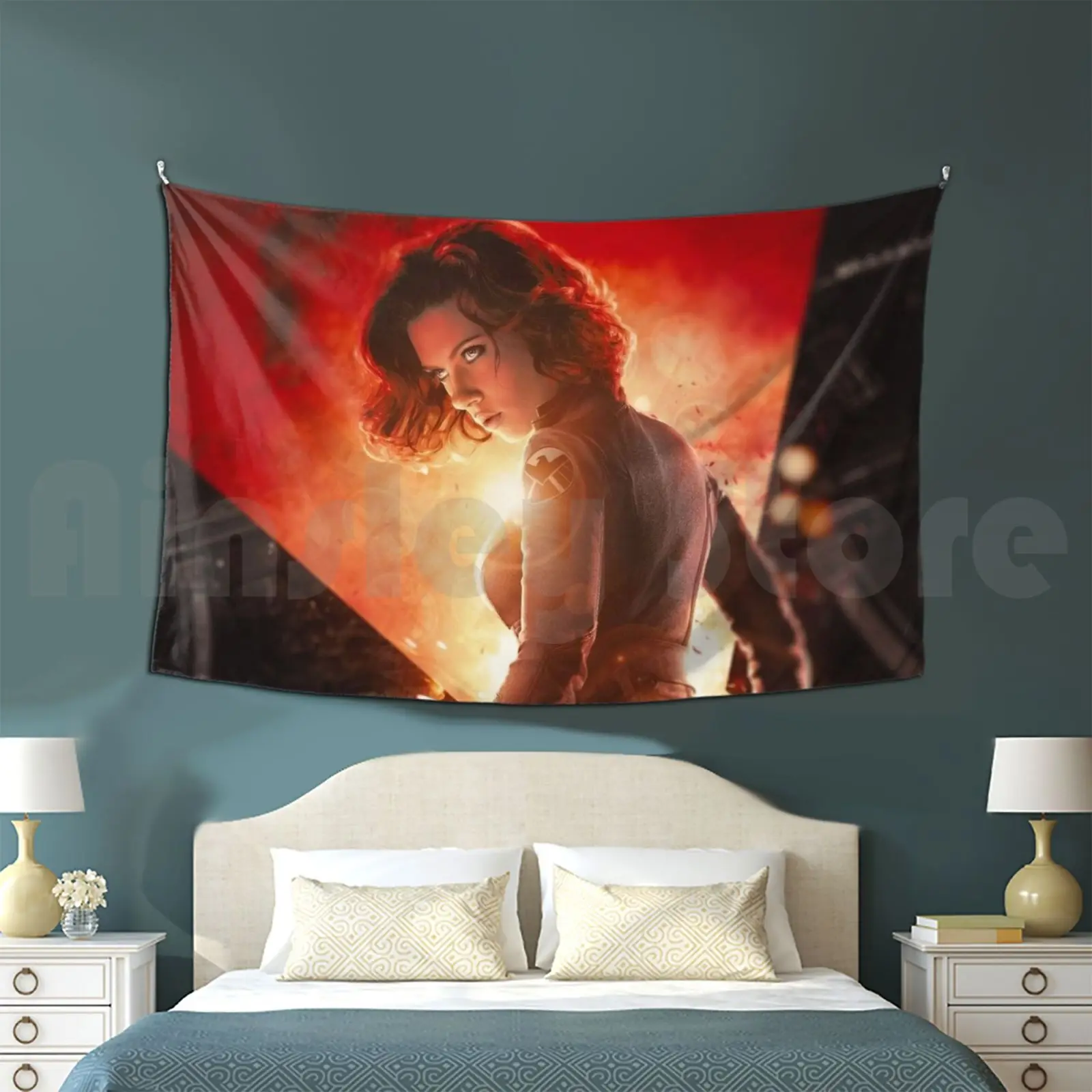 Винтажный гобелен красного и черного цвета для гостиной спальни