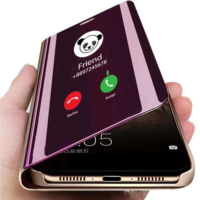 

Mirror Phone Case For Samsung Galaxy S10 S9 S8 Note 8 9 Leather Smart View Flip Protective Case For Samsung A30 A50 A6 A8