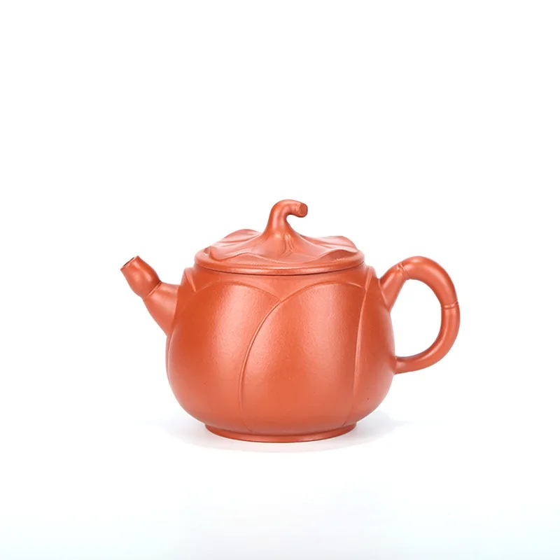 

Dark-red Enameled Pottery Teapot Yixing Raw Ore Bright Red Robe Lotus Teapot Tea Set Gift