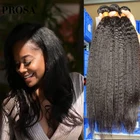 Кудрявые прямые пряди с закрытием бразильские волосы плетение пряди натуральный цвет грубые яки человеческие необработанные девственные волосы наращивание волос Prosa