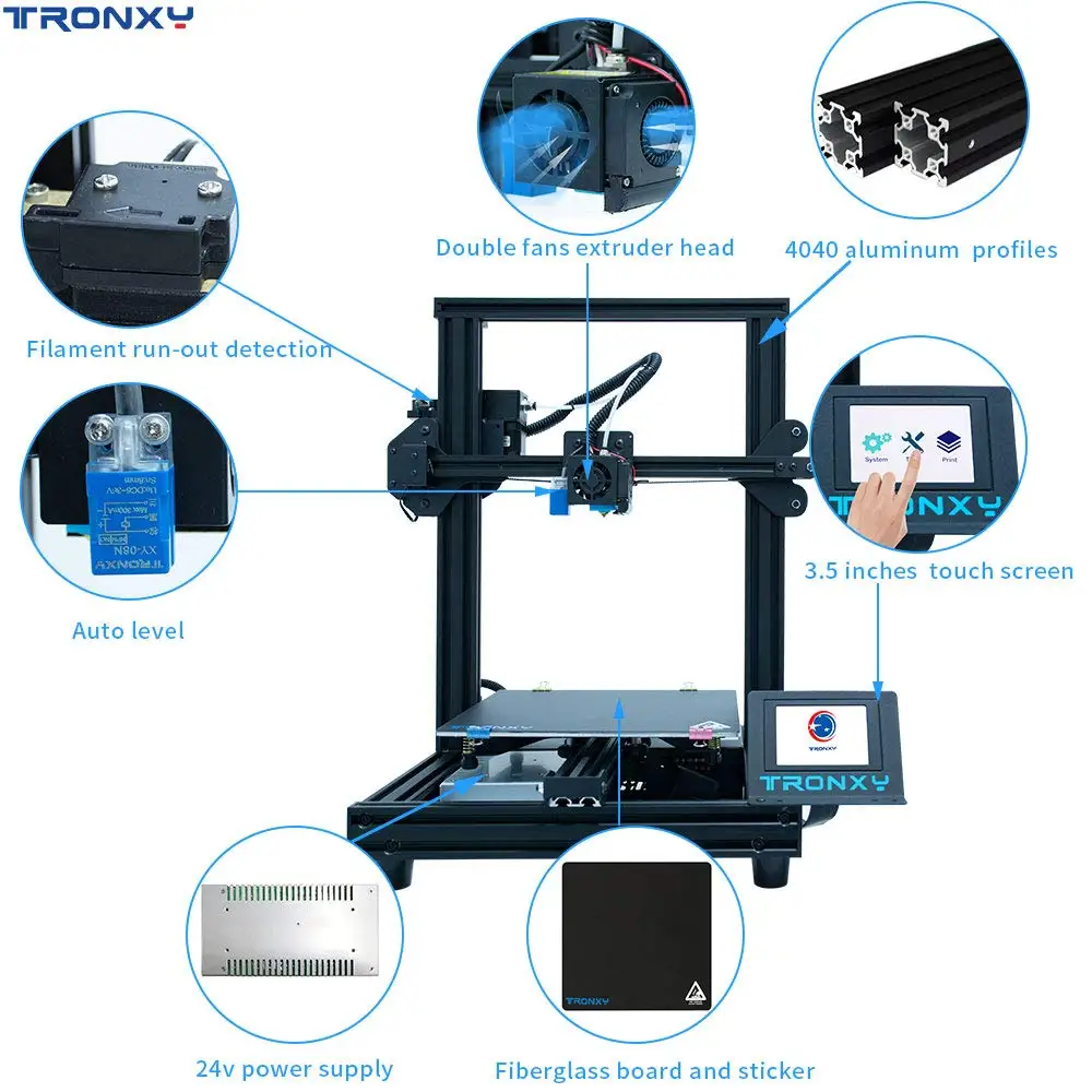 TRONXY 3d принтер XY-2 Pro Ультра Бесшумная материнская плата Titan экструдер XY-3 3d печать impressora 3d с функцией повторной печати