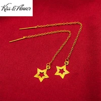 kissflower er30 2022 fine jewelry wholesale fashion woman girl birthday wedding gift exquisite star 24kt gold earings ear lines