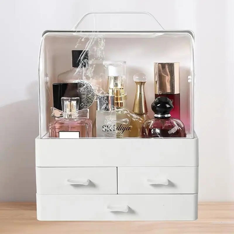 

Waterproof Makeup Organizer Dustproof Handheld Cosmetic Storage Box Case Holder