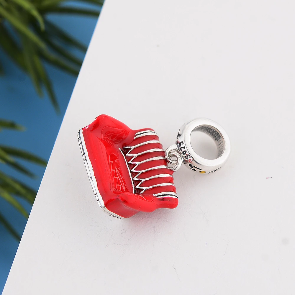 

Подходит к оригиналу Pandora, браслет с брелоком, подлинное 925 пробы серебро друзья красный диван бусины для изготовления ювелирных изделий Для...