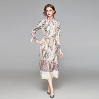 niche vintage elegant dress shirt 2021 autumn catwalk fashion new printed long sleeve big shirt dress for women vestido feminino