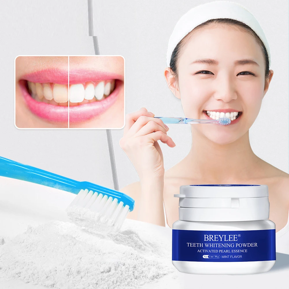 

BREYLEE 30g Clean teeth pearl tooth powder teeth whitening kit white teeth whitening power remove teeth stains Free shipping