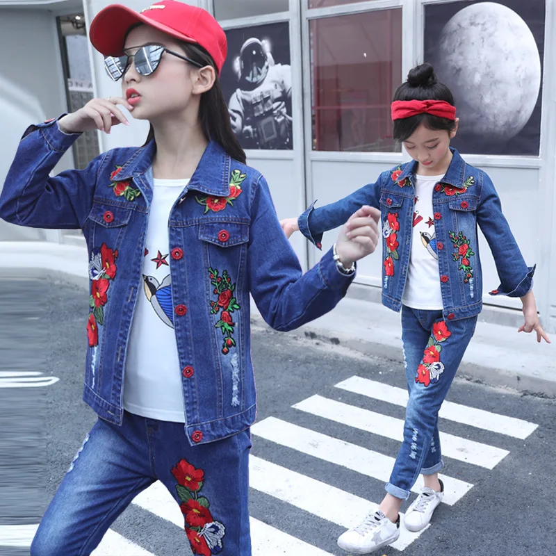 

Girls' 2021 new denim suit for children