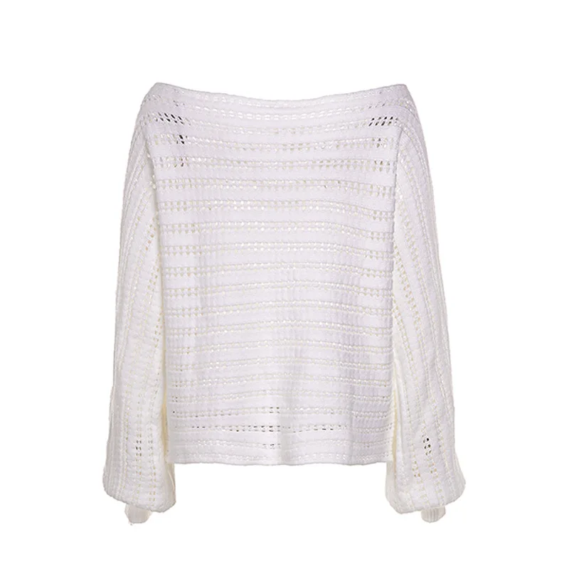 Новинка Женский Осенний однотонный пикантный Свободный вязаный свитер с рукавом