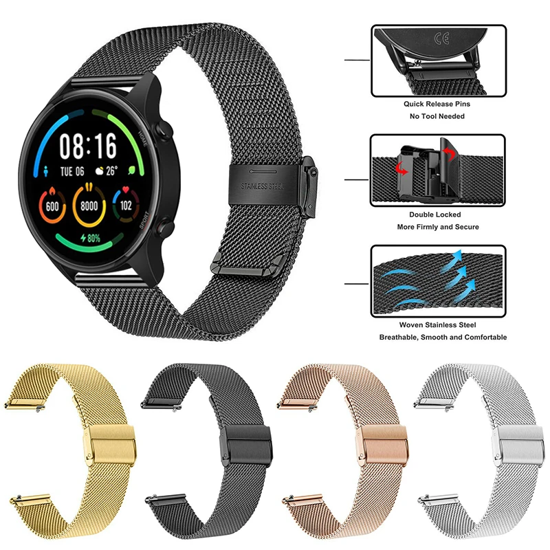 

For Xiaomi Mi Watch Color Sports Edition 22mm Milanese Loop Stainess Steel Strap Smartwatch Replacement Metal Band Accessories