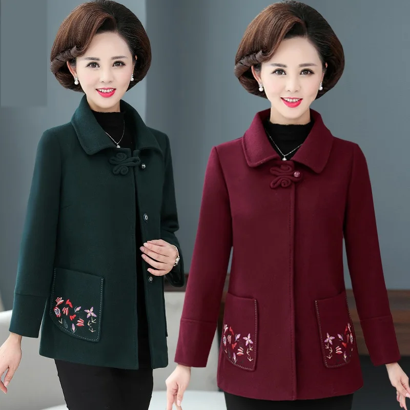 Женское шерстяное пальто среднего возраста зимняя куртка женское осенне-зимнее