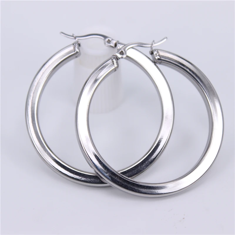silver color58mm Горячая полые несколько размеров золото/серебро Цвет классические ювелирные изделия из нержавеющей стали гладкие серьги-кольца для вечеринки для женщин LH773 - Окраска металла: silver color58mm