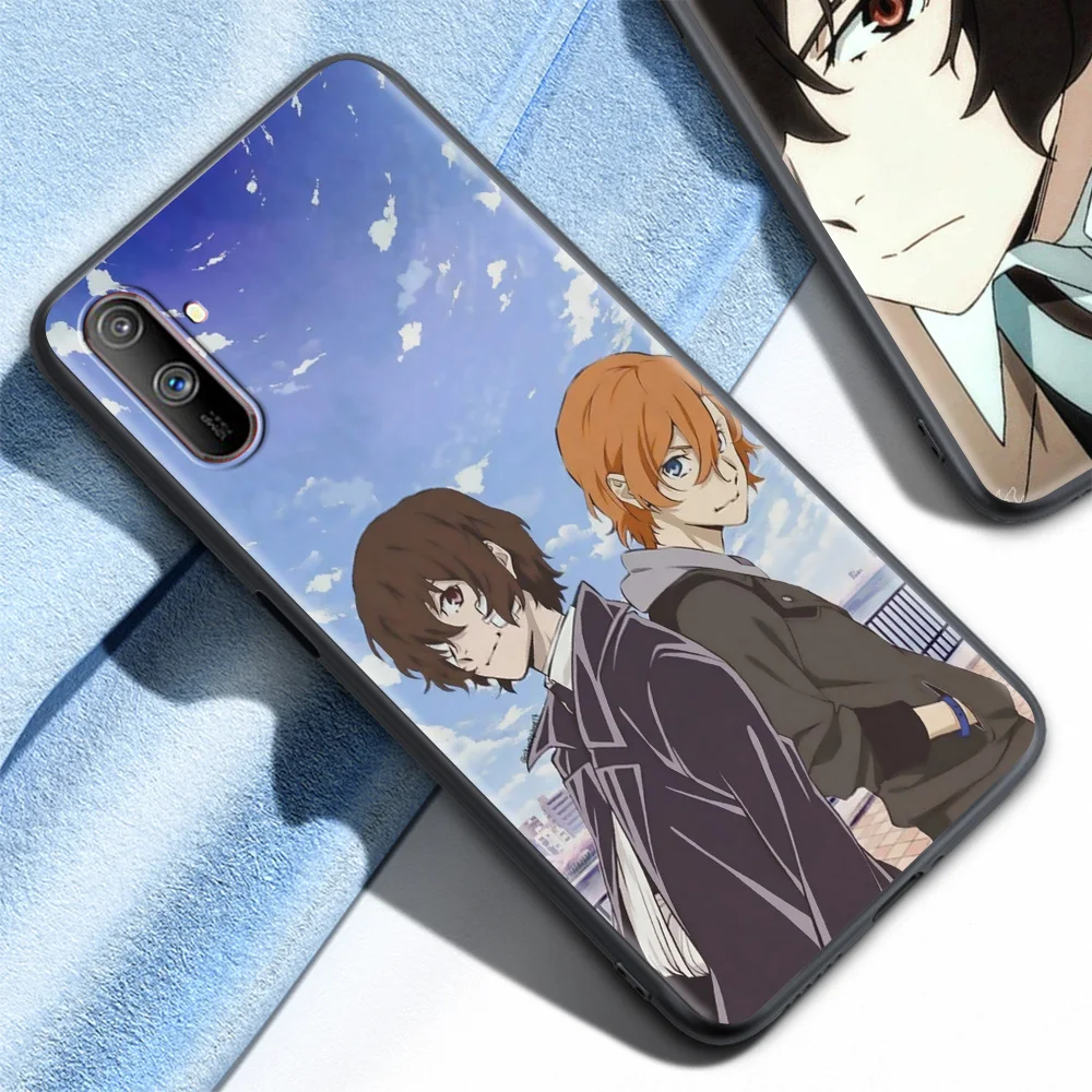 luxury phone case for realme 6 7 8 pro c21 c3 xt 5 x50 c20 gt neo c25 c11 shockproof black soft back cover bungo stray dog anime free global shipping