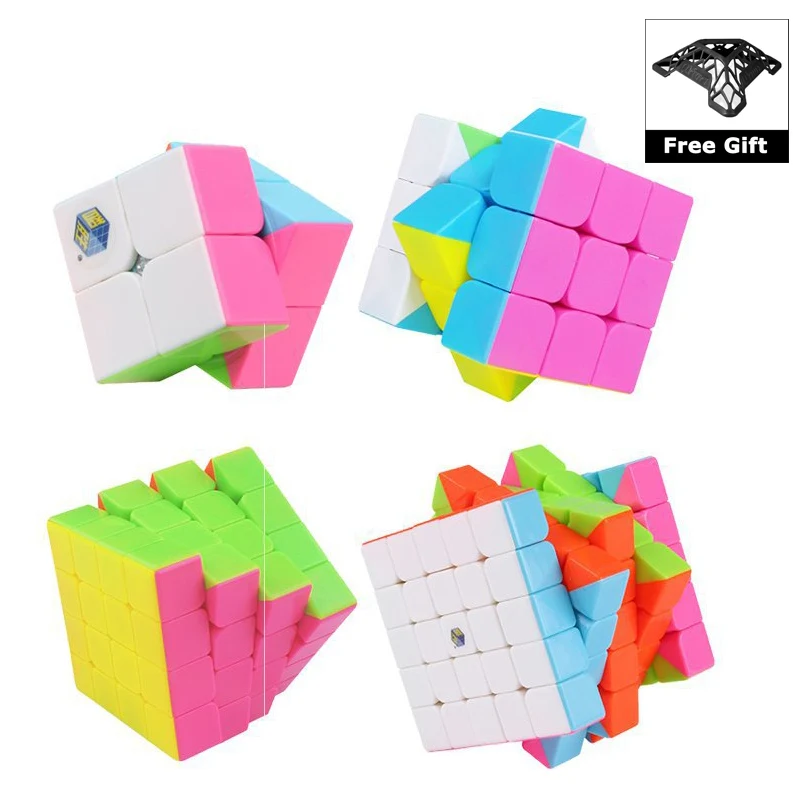 

YUXIN ZHISHENG 4PCS Magic Cube Set 2xx22 3x3x3 4x4 5x5 Speed Puzzle Antistress Cube Professional Educational Toys with Bracket