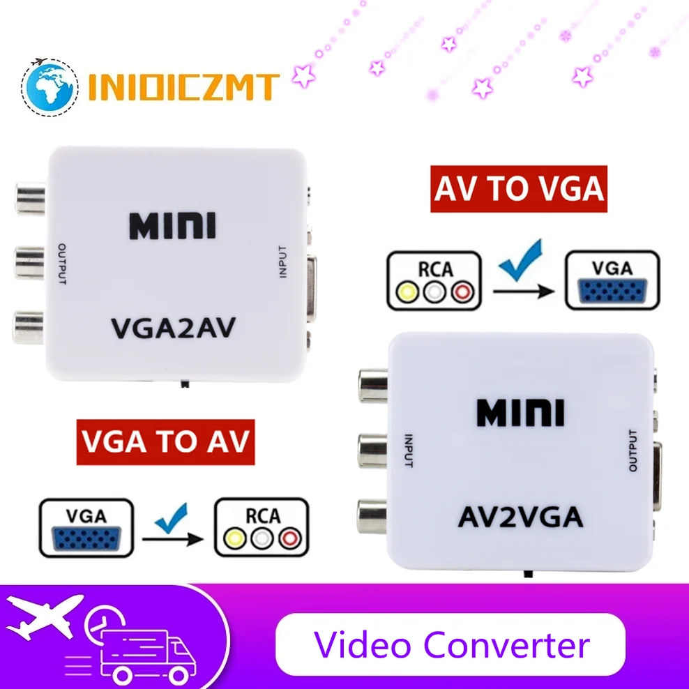 

AV to VGA converter VGA to AV video converter with 3.5mm audio RCA to VGA video converter for PC to TV HD computer to TV VGA2AV