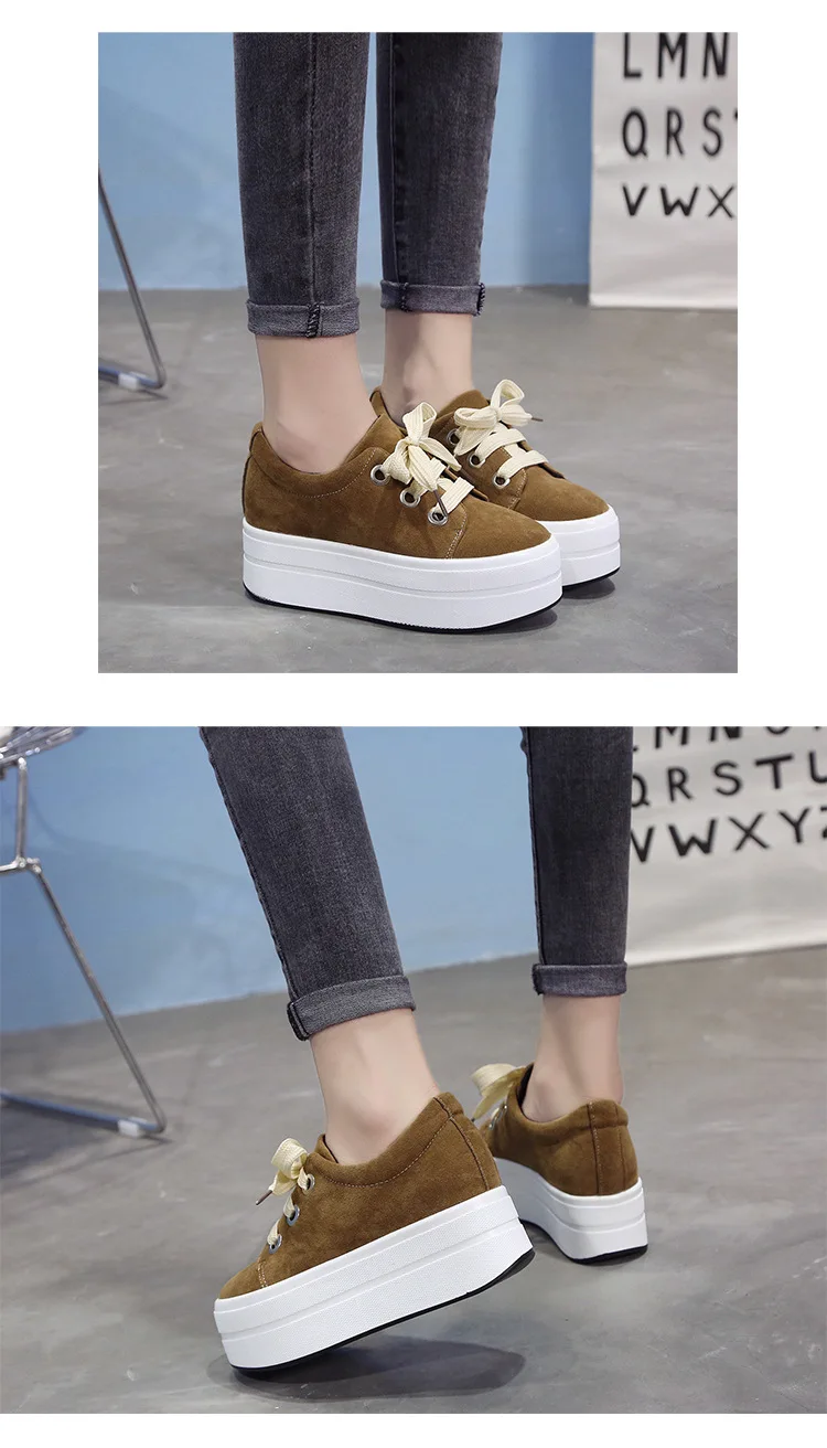 Autumn muffin with lace scrub sneakers women's increased walking shoes waterproof platform student female sports shoes ZQ-56