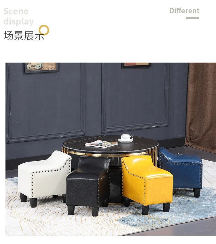 Leather stool square small leather sofa KTV fitting room shoe | Мебель