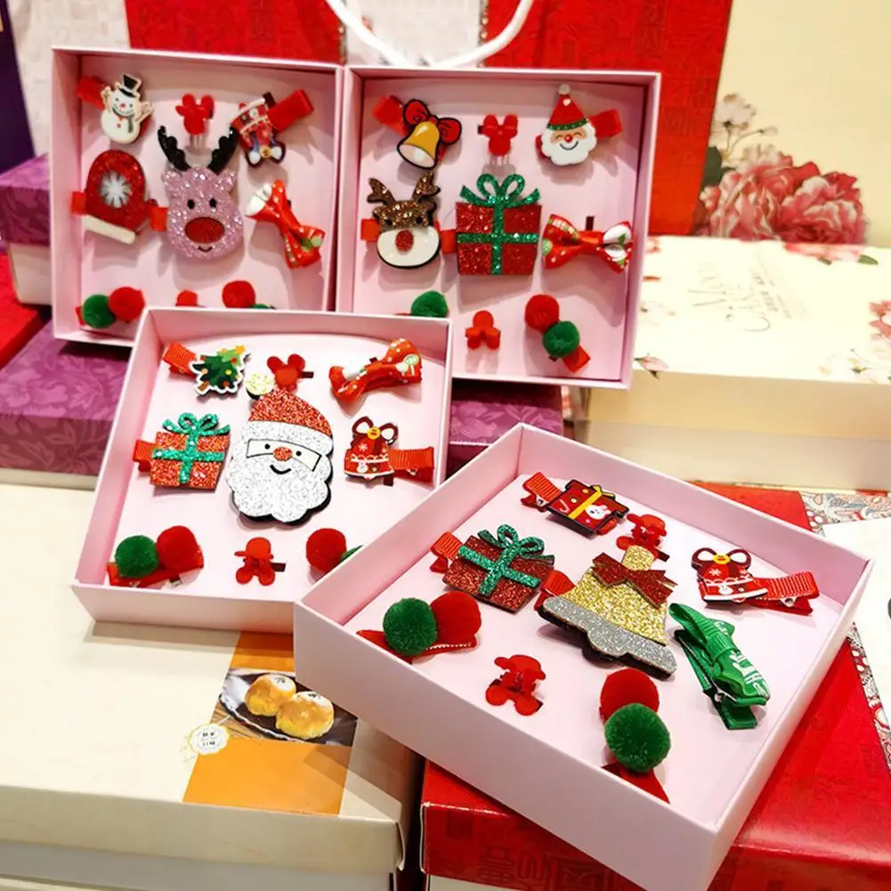 

Рождественские детские аксессуары для волос, заколка для волос с мультяшным рисунком, подарок для девочек, заколки для волос с Санта-Клаусо...