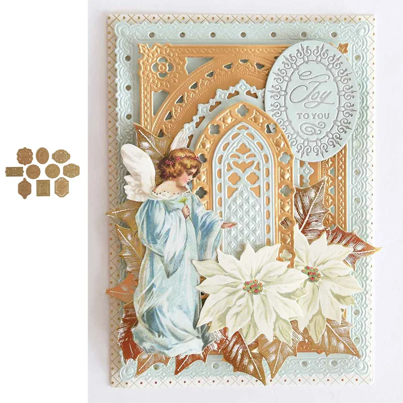 

Christmas Retro Pattern Label Sticker Die Stamps And Dies New Arrival 2021 Scrapbook Diary Decoration Stencil Embossing Template