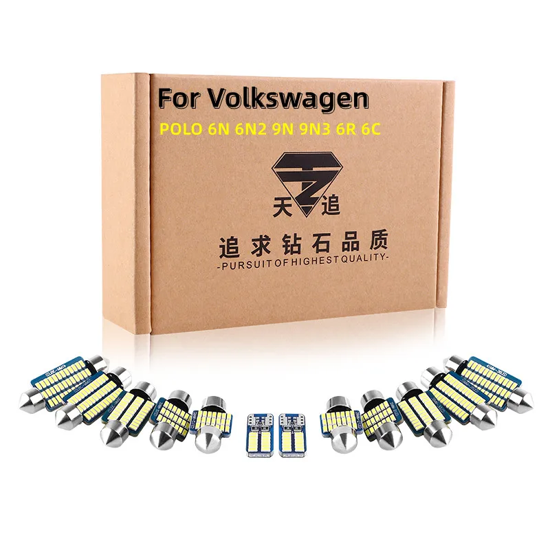 

For Volkswagen VW POLO 6N 6N2 9N 9N3 6R 6C 1995-2017 Vehicle LED Interior Map Dome Trunk Light Kit Canbus Car Lighting
