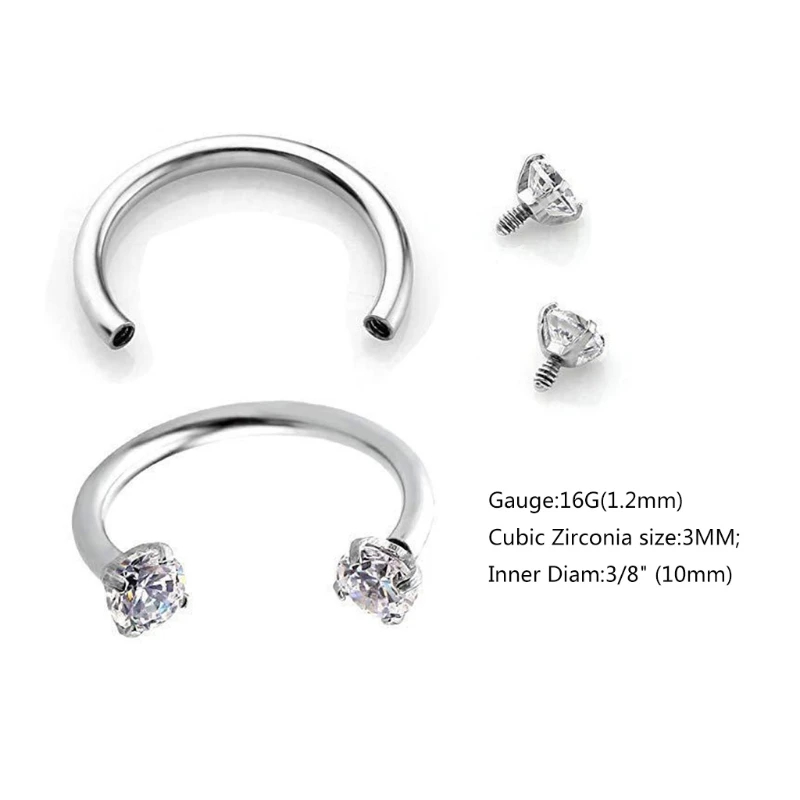 

2Pcs NEW Piercing Septo Nose Lip Ear Septum Cartilage Captive Hoop Ring Jewelry Pendientes Tragus Mujer Nose Piercing Jewelry