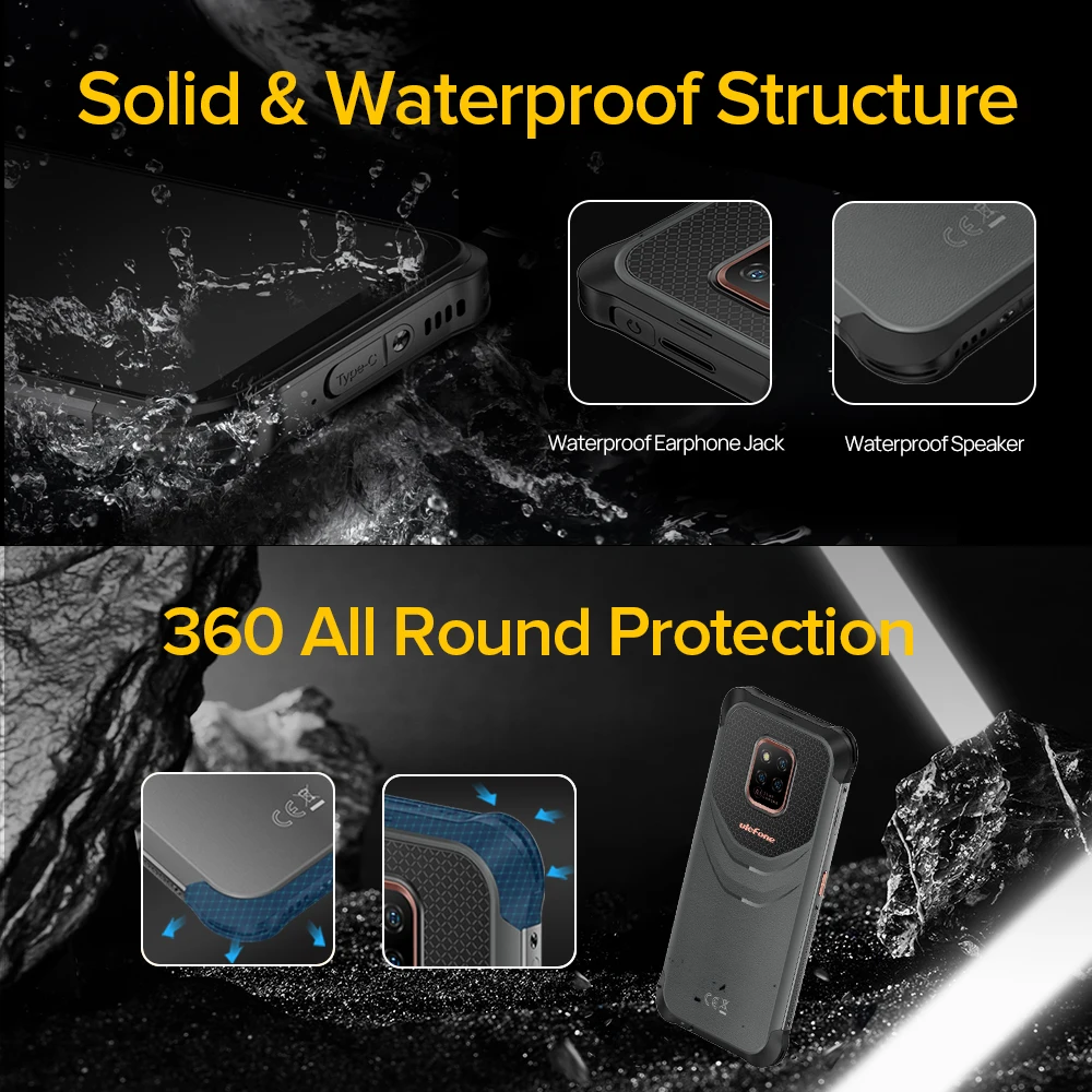 Ulefone Power Armor 14 Защищенный смартфон 10000 mAh 4ГБ RAM 64ГБ ROM Android 11 Водонепроницаемый 6.52“