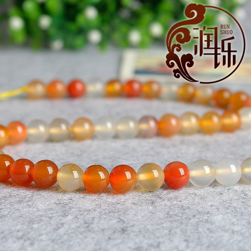 Гладкая оранжево-красный агат оникс натуральный камень круглые бусины DIY для