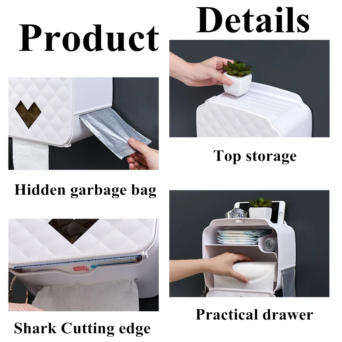 

Wall Mount Toilet Paper Holder Shelf Toilet Paper Tray Roll Paper Tube Storage Box Tray Tissue Box Home No-drilling Waterproof