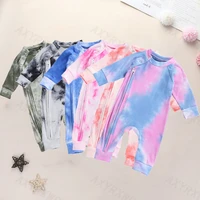 newborn baby girls ribbed knitted long sleeve baby zipper rompers autumn toddler baby boys girls tie dye zipper romper jumpsuits
