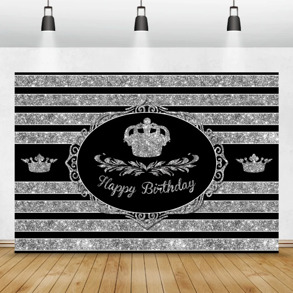 

Laeacco день рождения полосатый фон для фотографии серебряные точки блестки праздник вечевечерние НКА баннер портрет фото фон