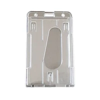1pcs double faced card holder clear horizontal id badge holders card cover transparent easy access thumb notch hard plastic