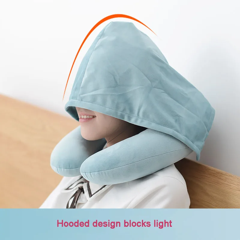 Подушка для шеи с капюшоном наполненная ПП подушка сна из эластичного хлопка