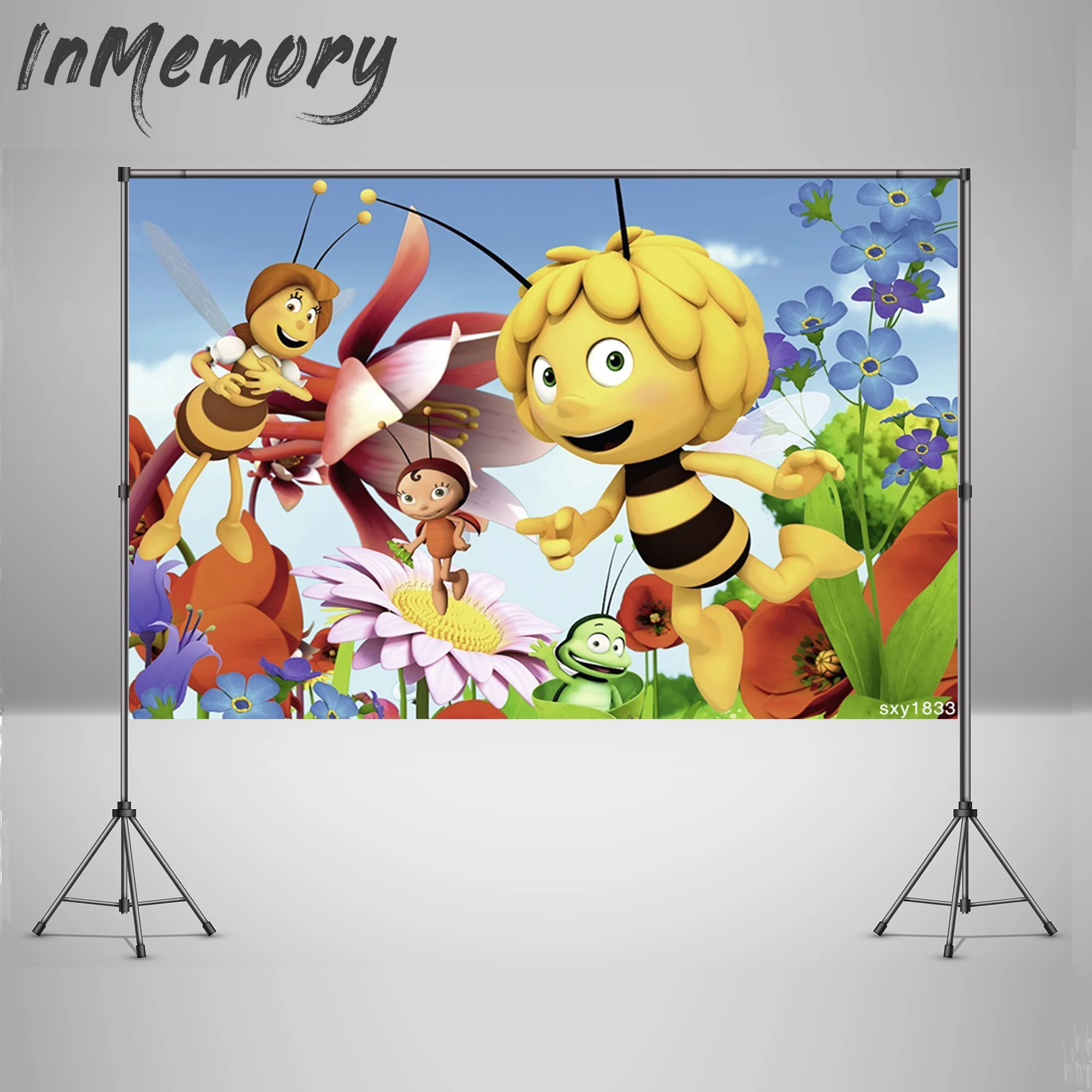 Виниловый фон для детской фотосъемки с изображением мультяшных Майя пчелы на