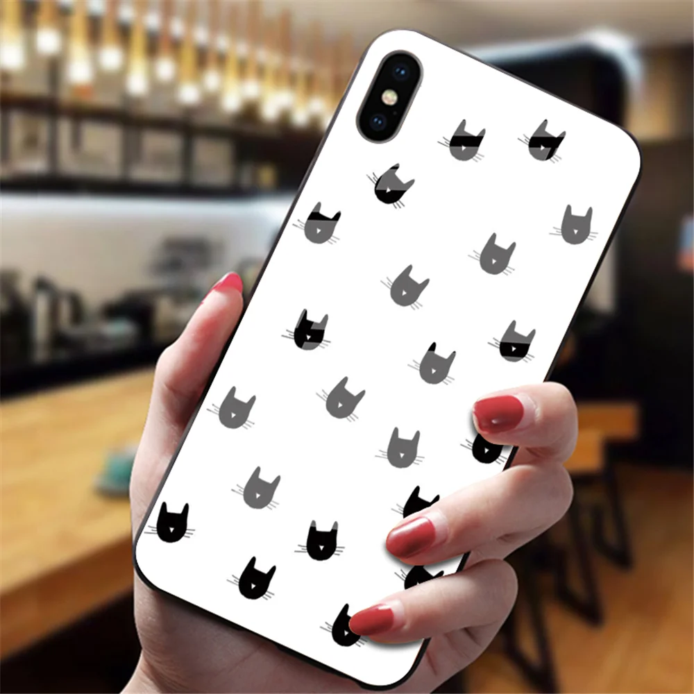 Забавная Милая задняя крышка с изображением кота для iphone XS Max XR X 5 5S 6 6S 7 8 Plus 11 Pro Max, милые чехлы из закаленного стекла - Цвет: 8058