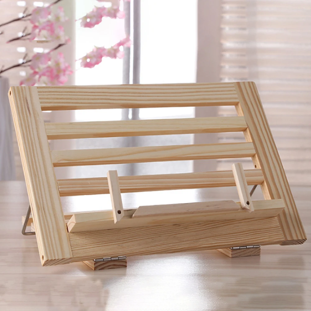 Cook Rest Rack Home Portable Pages Fixed Wooden Frame Reading Stand Adjustable Angle Non-toxic Foldable Lightweight Book Holder |