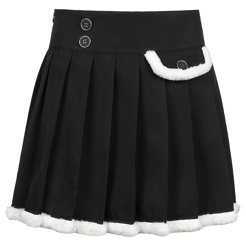 

FAKUNTN y2k Goth Skirt Harajuku Streetwear y2k egirl Gothic Harajuku 90s 2000s Aesthetic Clothes Woman Black Mini Pleated Skirt