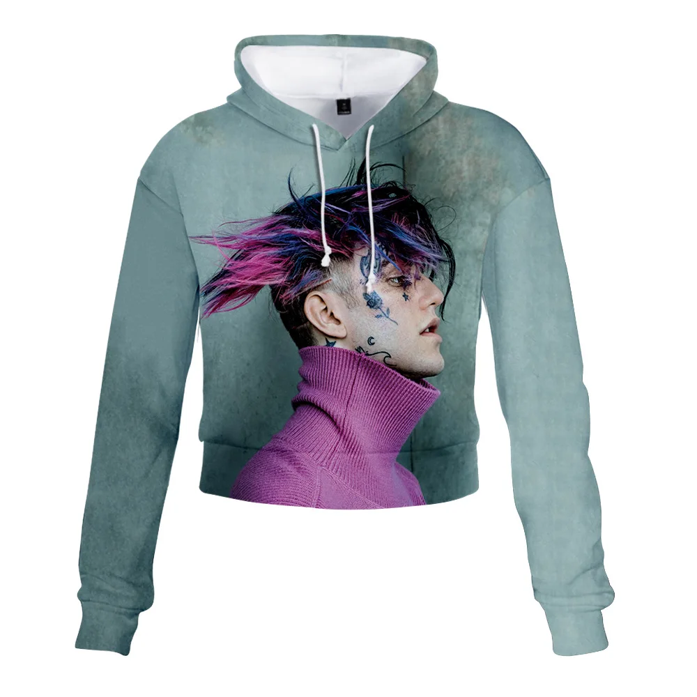 

Lil Peep 3D Print Crop Top Women Hoodies Sweatshirts Casual Kawaii Harajuku Long Sleeve Hooded Pullover Tops Cropped Feminino