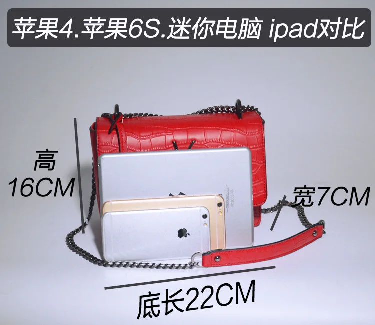 

Cowhide 2021 New One-Shoulder Messenger Crocodile Pattern Chain Small Square Leather Female Bag Women