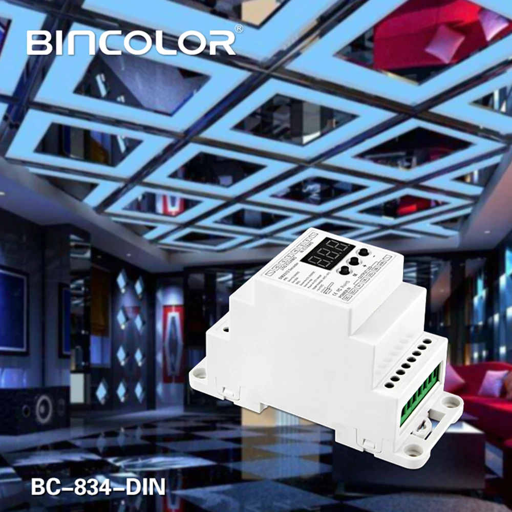 Новый BC-834-DIN DIN Rail DC12 24V 6A * 4CH выход постоянное напряжение DMX512/1990 контроллер