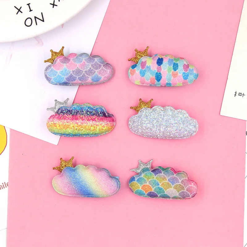 

6color/lot Colorful Gold Powder Paillette Dream Flaky Clouds Hair Decorate Hairpin Children Clips Cartoon Sweet Originality cute
