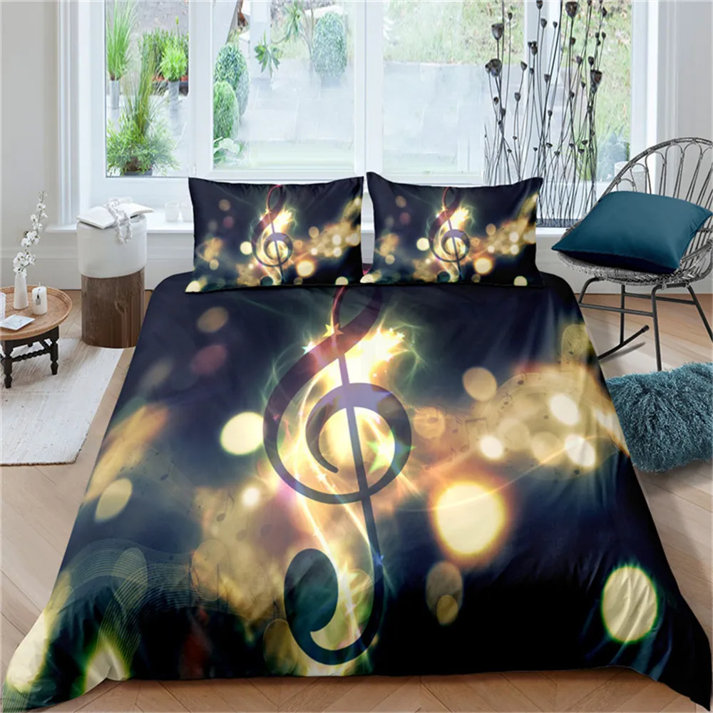 

3D Color Music Note Bedding Set Duvet Cover Set Bedclothes With Pillowcase 2/3Pcs Comforter Cover Single/Full/Queen/King Size