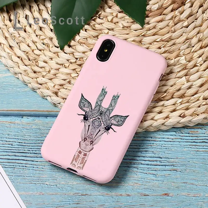 

Animal elephant giraffe Phone Case Candy Color for iPhone 11 12 mini pro XS MAX 8 7 6 6S Plus X 5S SE 2020 XR Cover Shell