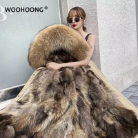 x long parka natural raccoon fur real fur coat winter jacket women long parka waterproof big warm detachable streetwear parkas