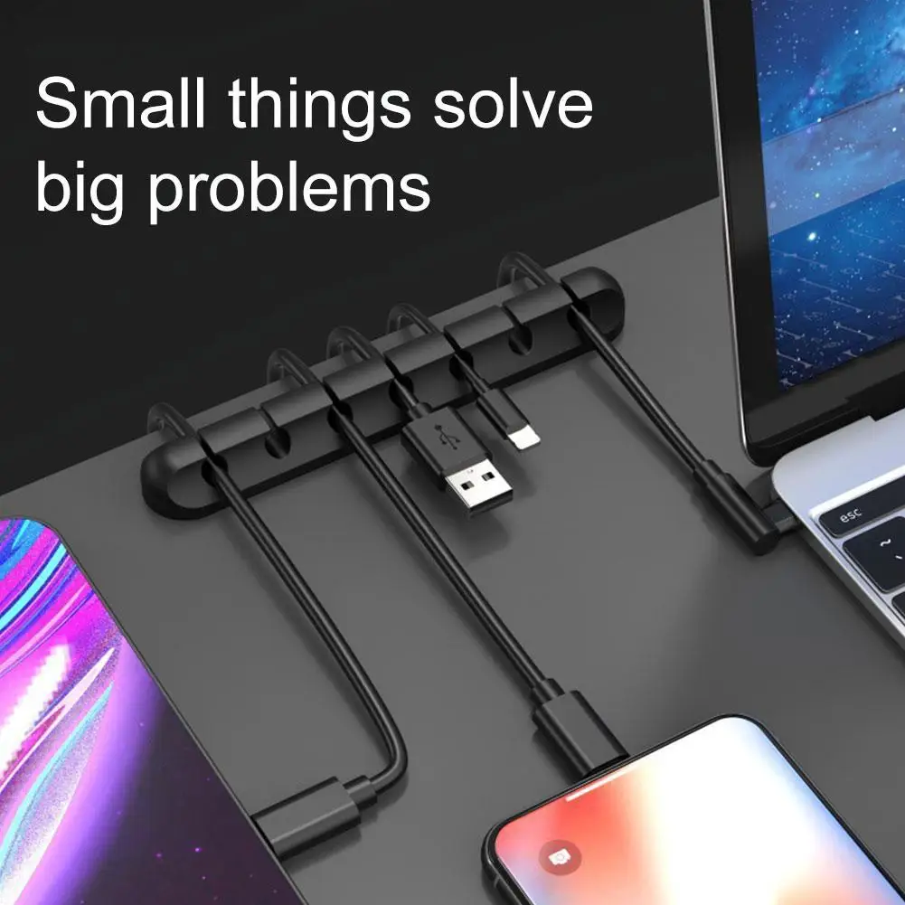 

7/5/3/1 Hole Silicone USB Cable Winder Desktop Tidy Wire Management Holder Organizer Clips Headphone For Mouse Cable C3D1
