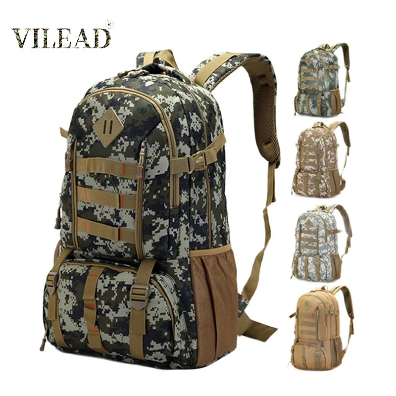 

Vilead 50L Waterproof Outdoor Camouflage Tactical Bag Large Capacity Shoulder Bag Travel Backpack Military Camping Hiking Bag