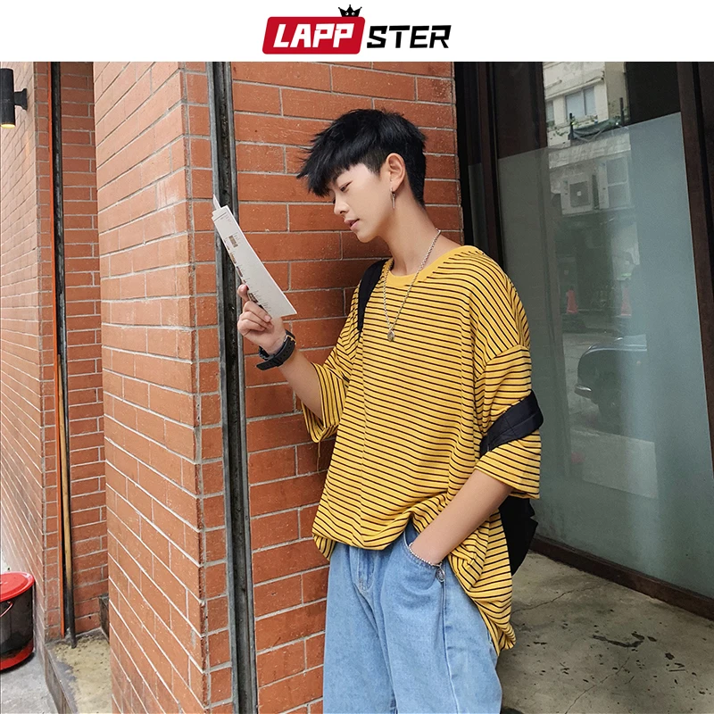 LAPPSTER уличная мужская полосатая футболка лето 2019 Мужская s Harajuku корейская мода Хип