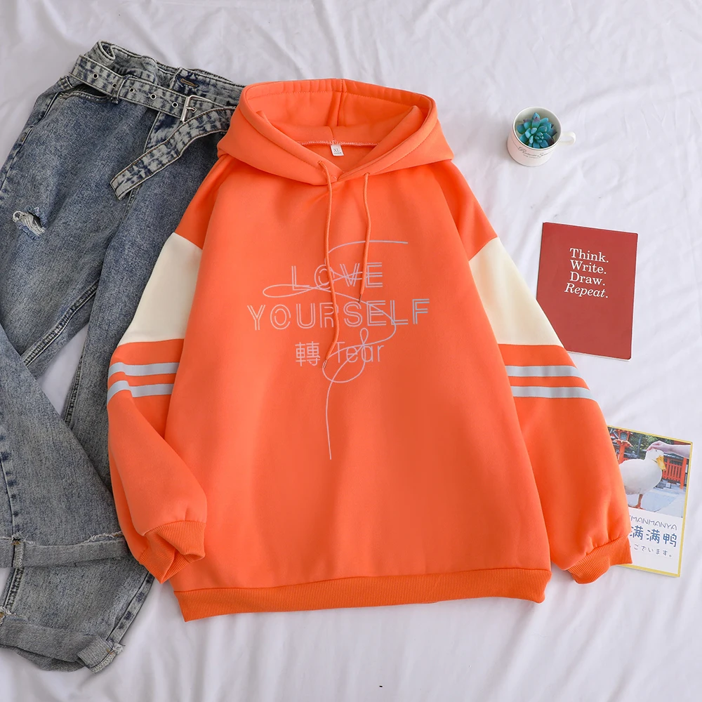Bangtan Boys Hoodies LOVE YOURSELF Pullover Autumn Winter Drop Shoulder Female Casual Hoodies Hoody Kpop Korean Sweetshirts
