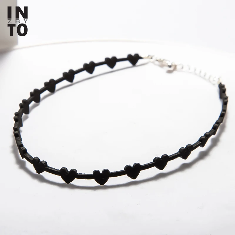 Женское кожаное ожерелье Into классическое черное колье-чокер в форме сердца