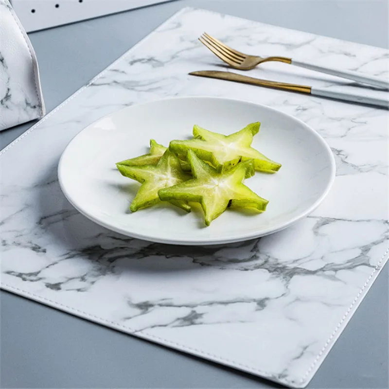 Коврик из искусственной кожи с мраморным узором в полоску коврик для стола