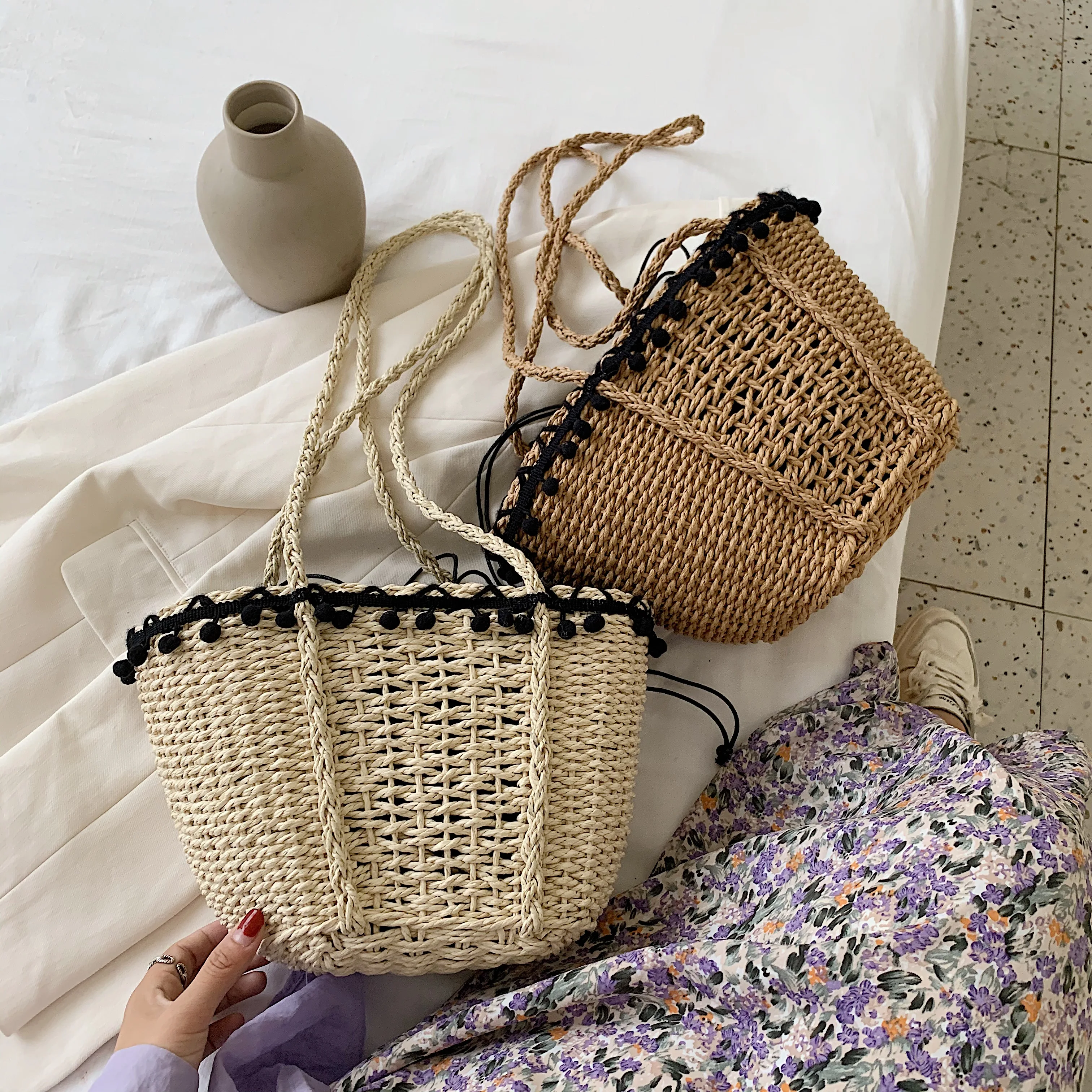 Новинка 2020 женская сумка ручной работы из высококачественного ротанга Пляжная